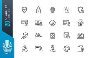 Minimal security icon set vector