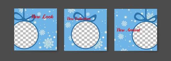 Social media post templates with winter decoration theme vector