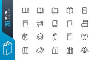 Minimal book icon set vector