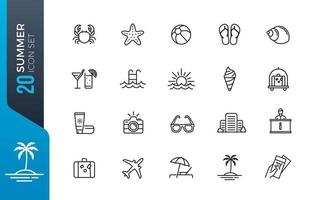 Minimal summer icon set vector