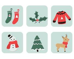 Set of Cartoon Christmas Elements vector