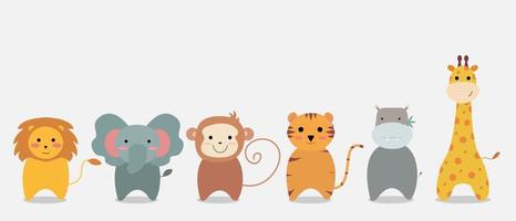 conjunto de dibujos animados de animales de la selva vector