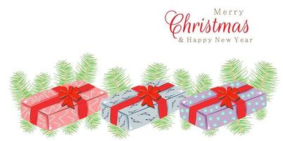 Merry Christmas New Year 2021 design with gifts vector