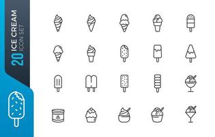 Minimal ice cream icon set vector