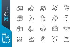 Diet and gym icon set vector