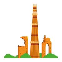 Icono de monumento y edificio nacional indio vector