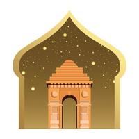 Indian national building and monument icon vector