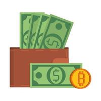 Bitcoin cryptocurrency digital money symbols vector