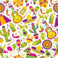 Seamless pattern with Mexican elements vector