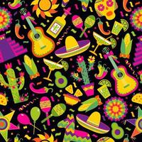 Seamless pattern with Mexican elements vector