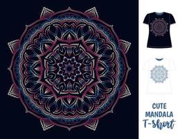 camiseta de mujer oscura con mandala de colores vector