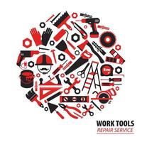 Construction and repair tools circular design vector