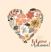 Autumn card with a heart vector