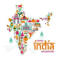 símbolos tradicionales, en forma de mapa de la india vector