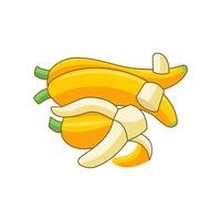 Cartoon bananas, peels, and chunks vector