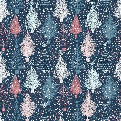 Seamless Christmas pattern with Christmas trees