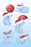 Cute baby elephants elements for Christmas decoration