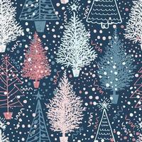 Seamless Christmas pattern with Christmas trees vector