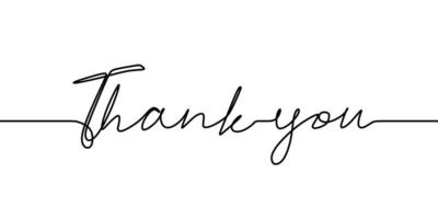 Continuous one line drawing of thank you text. vector
