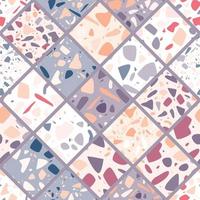 Terrazzo seamless pattern design with hand drawn rocks. vector