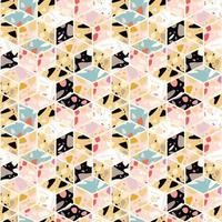 Terrazzo seamless pattern design with hand drawn rocks vector
