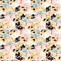 Terrazzo seamless pattern design with hand drawn rocks vector