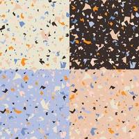 Collection of four terrazzo seamless pattern designs vector