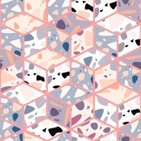 Terrazzo seamless pattern design with hand drawn rocks vector