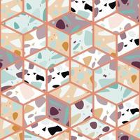 Terrazzo seamless pattern design with hand drawn rocks vector