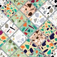 Terrazzo seamless pattern design with hand drawn rocks. vector