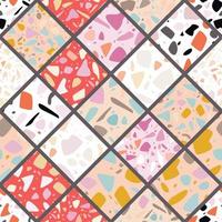 Terrazzo seamless pattern design with hand drawn rocks. vector