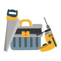Cartoon hardware and tool set composition vector