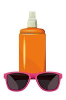 Sunscreen and sunglasses for summer vector