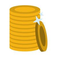 Monedas de oro apiladas icono aislado vector