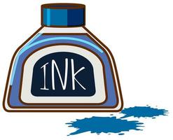 Bottle of blue ink on white background vector