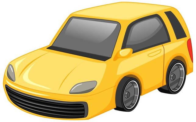 Yellow car cartoon style isolated on white background