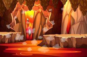 Infernal dark cave with lava scene vector