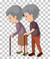 Old couple in standing pose isolated on transparent background vector