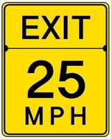 Exit 25 MPH sign isolated on white background vector