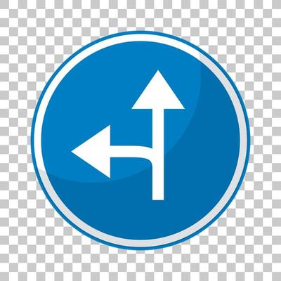 Blue traffic sign on transparent background