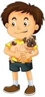 Boy with his dog isolated vector