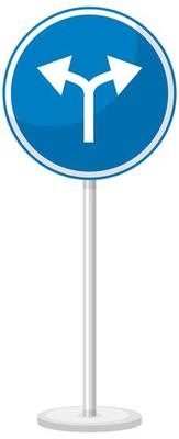 Blue traffic sign on white background