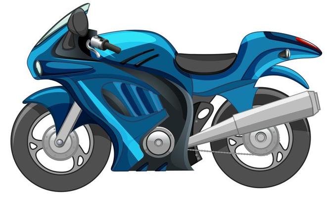 Blue motor bike or racing bike isolated on white background