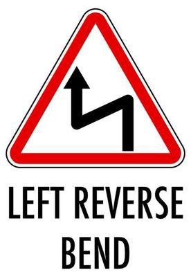 Left reverse bend sign isolated on white background