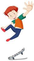 A boy playing skateboard with happy mood isolated vector