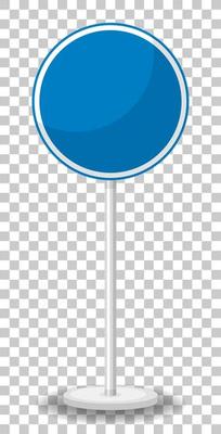 Blue traffic sign on transparent background