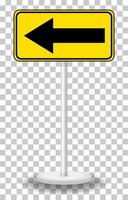 Yellow traffic warning sign on transparent background vector