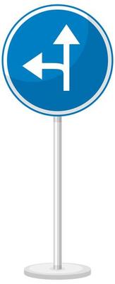 Blue traffic sign on white background