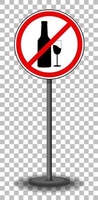 No alcohol sign with stand isolated on transparent background