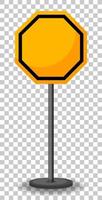 Empty yellow traffic sign on transparent background vector